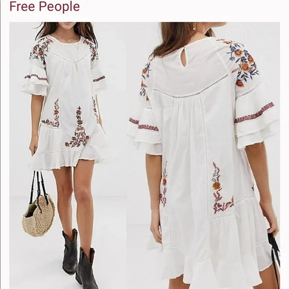 Free People - Women's White Mini Dresses - Pavlo Dress - Size XS at The Iconic